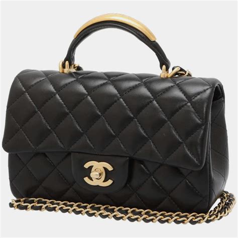 chanel flip bag lamd skin black|Flap bag with top handle, Lambskin, black — Fashion .